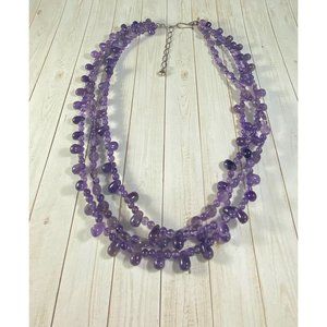 Jay King DTR Necklace 925 Amethyst Three Strand Beaded Signed